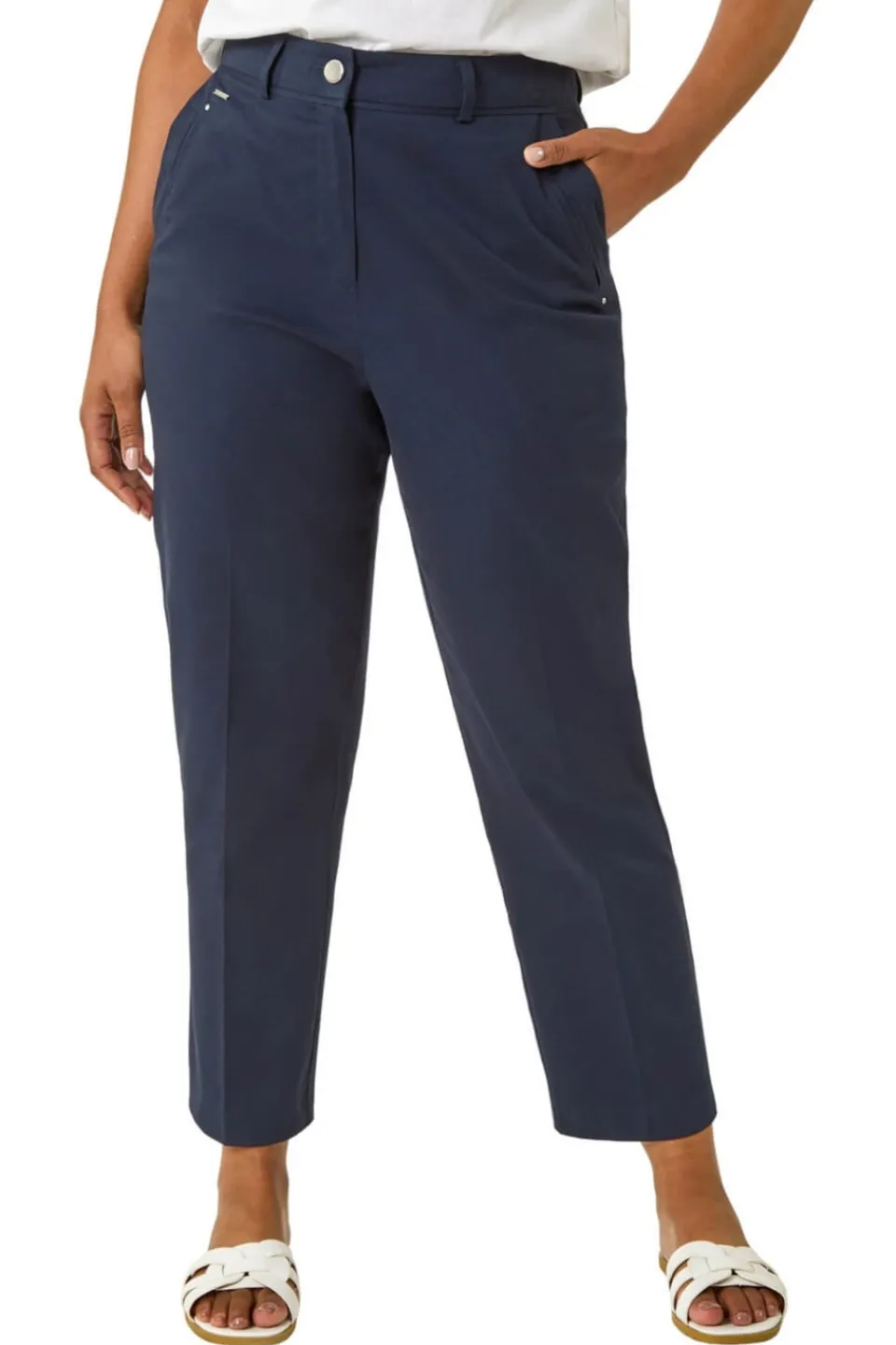 Trousers>Roman Navy Petite Tapered Stretch Trouser