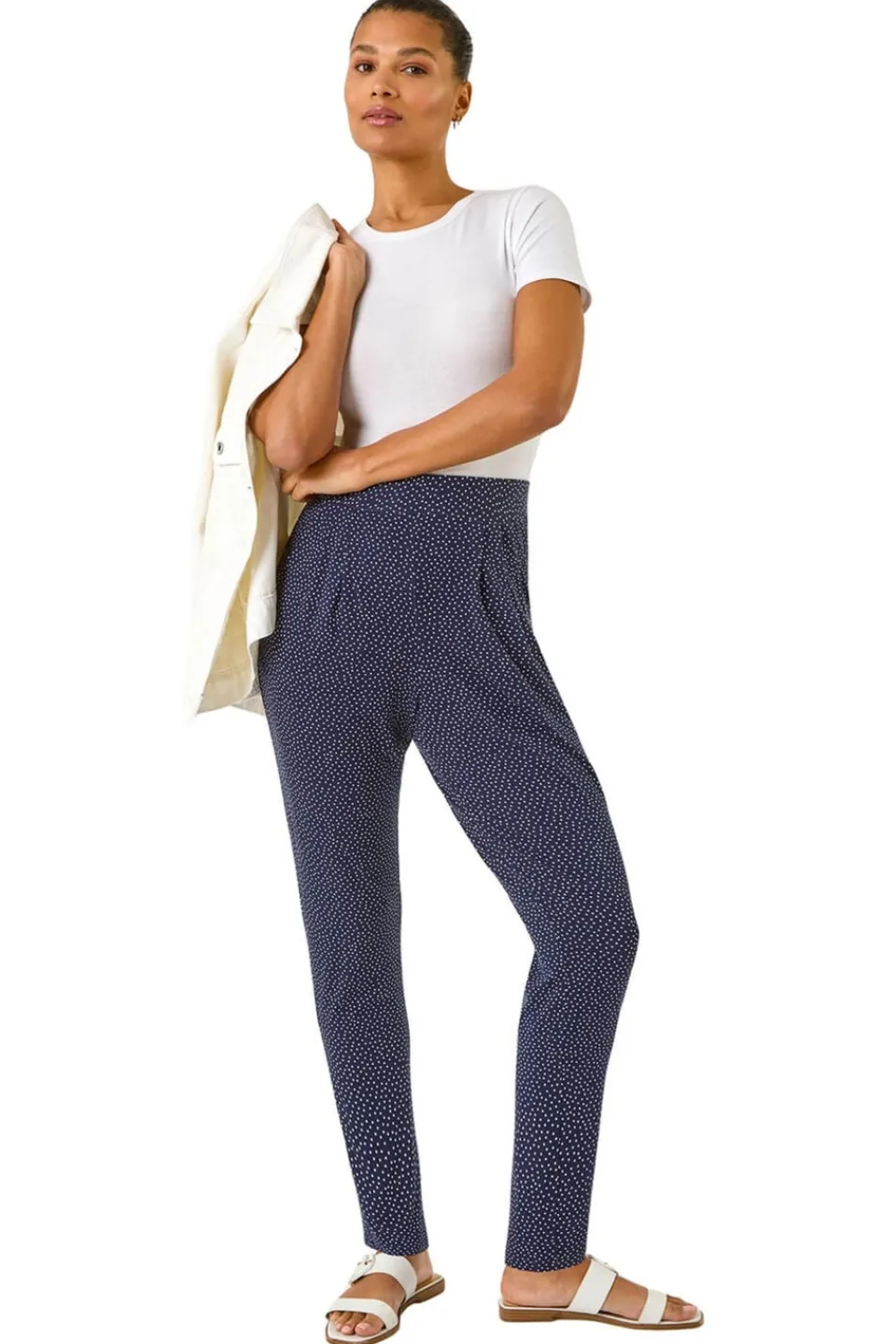 Trousers>Roman Navy Spot Print Harem Trouser