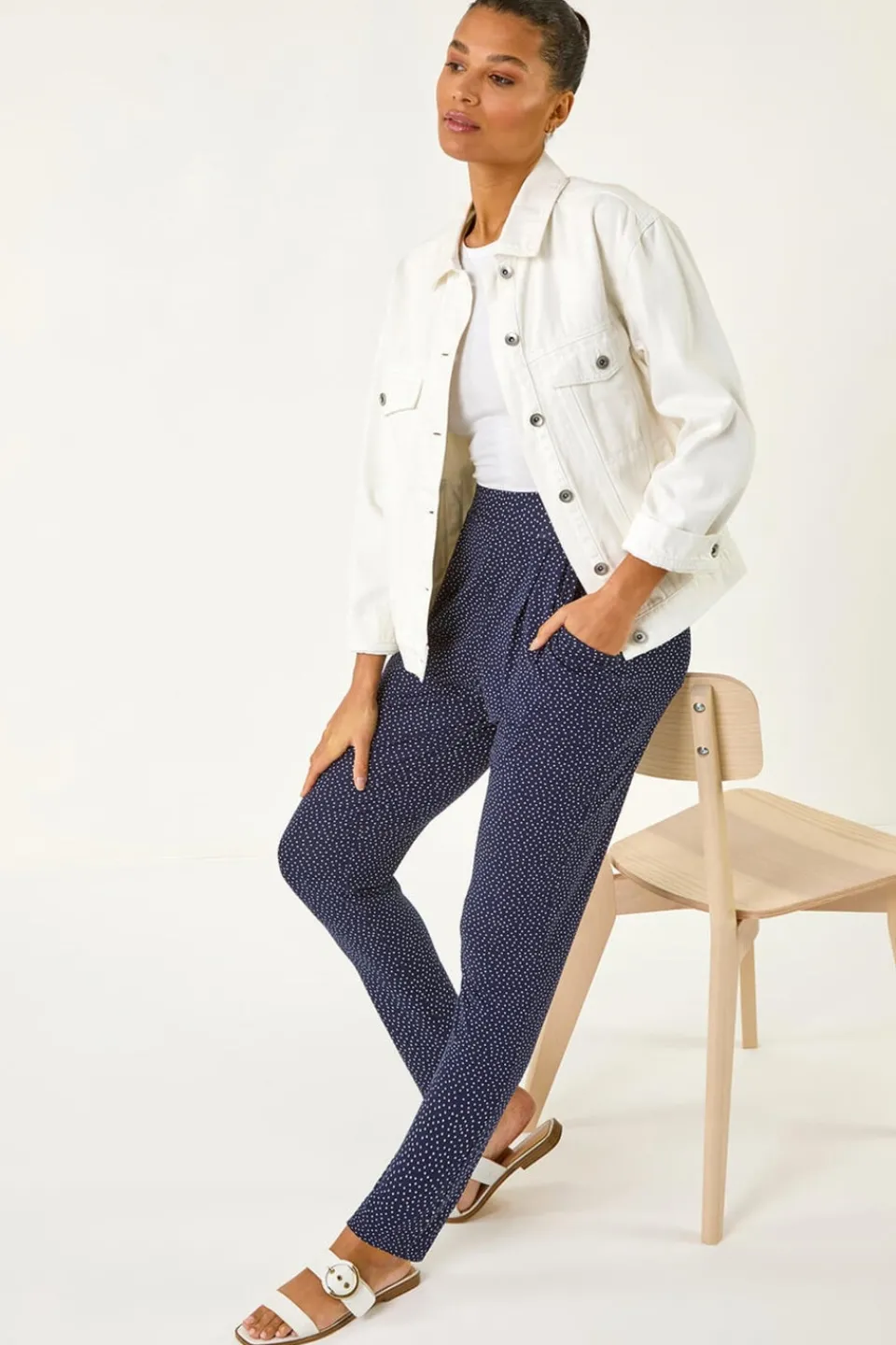 Trousers>Roman Navy Spot Print Harem Trouser