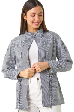 Coats & Jackets>Roman Navy Stripe Safari Jacket