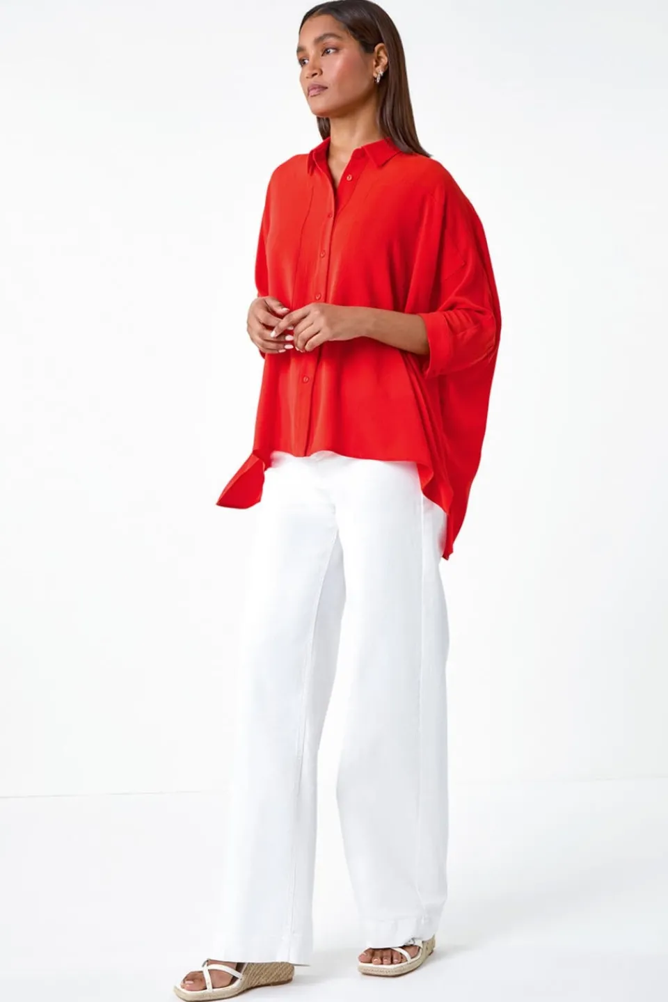 Tops>Roman Orange Relaxed Smart Stretch Shirt