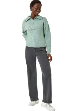 Knitwear>Roman Pale Blue Collar Zip Neck PaleBlue