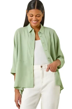 Tops>Roman Pale Green Relaxed Smart Stretch Shirt