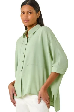 Tops>Roman Pale Green Relaxed Smart Stretch Shirt