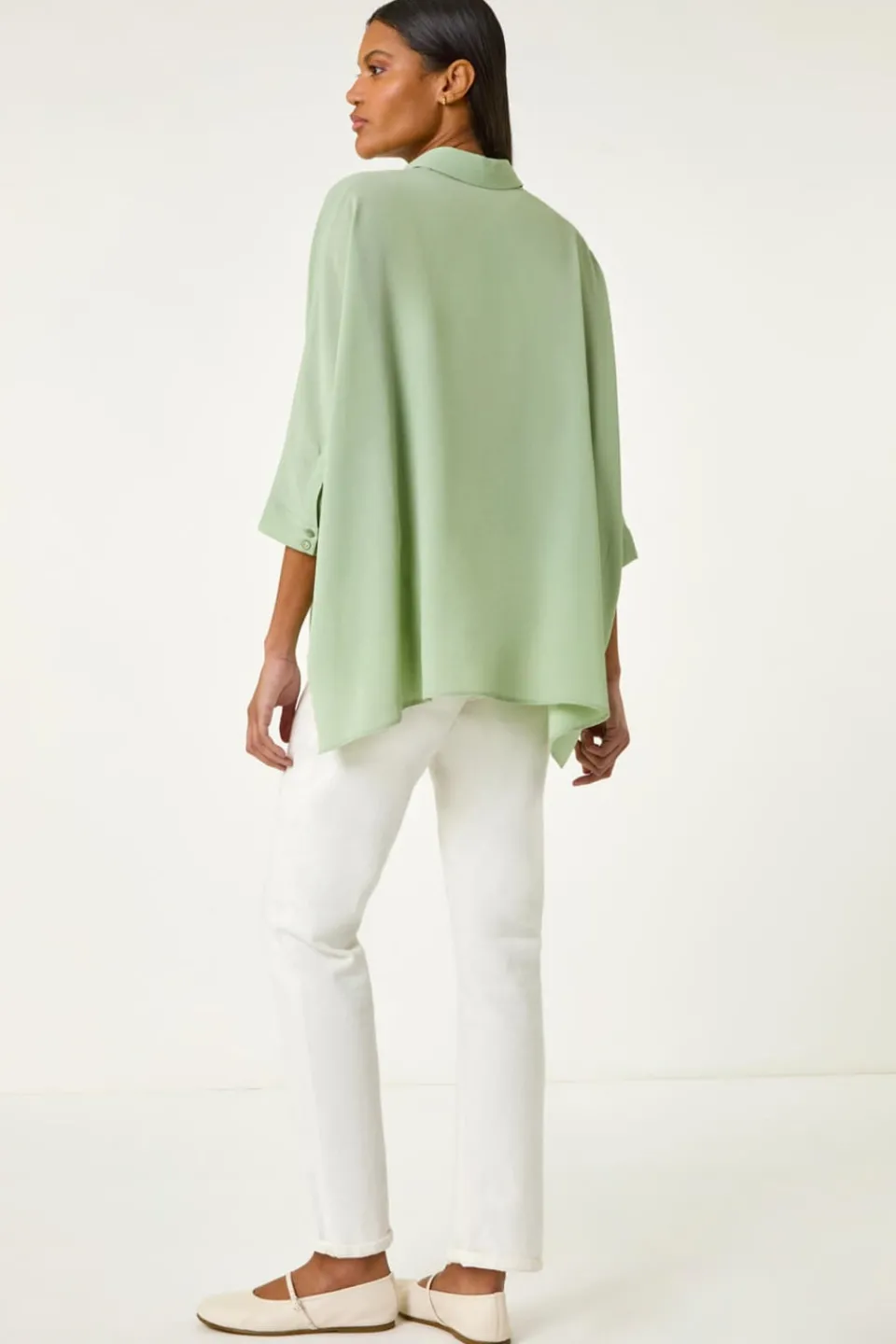 Tops>Roman Pale Green Relaxed Smart Stretch Shirt
