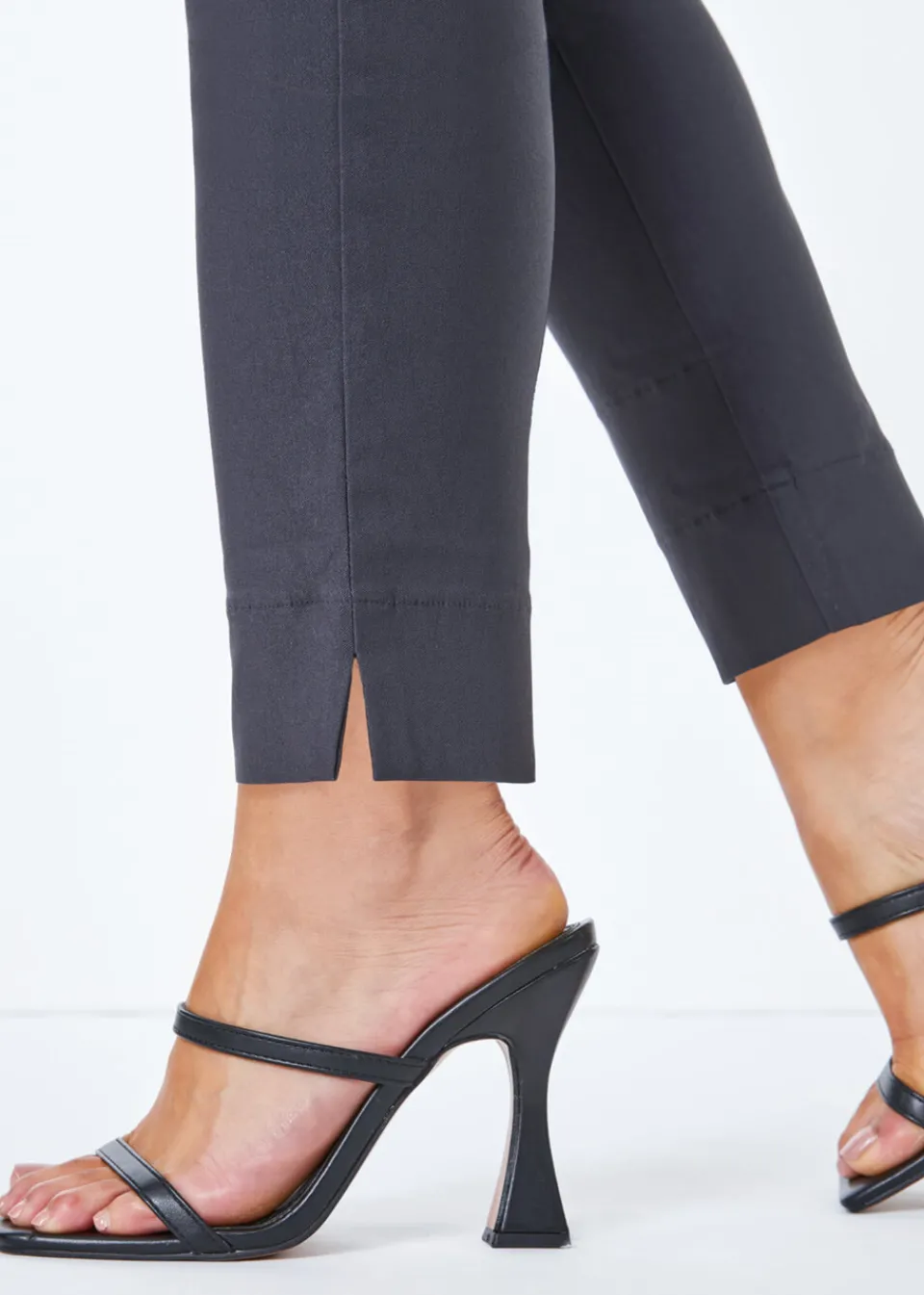 Trousers>Roman Petite Dark Grey Full Length Stretch Trousers DarkGrey