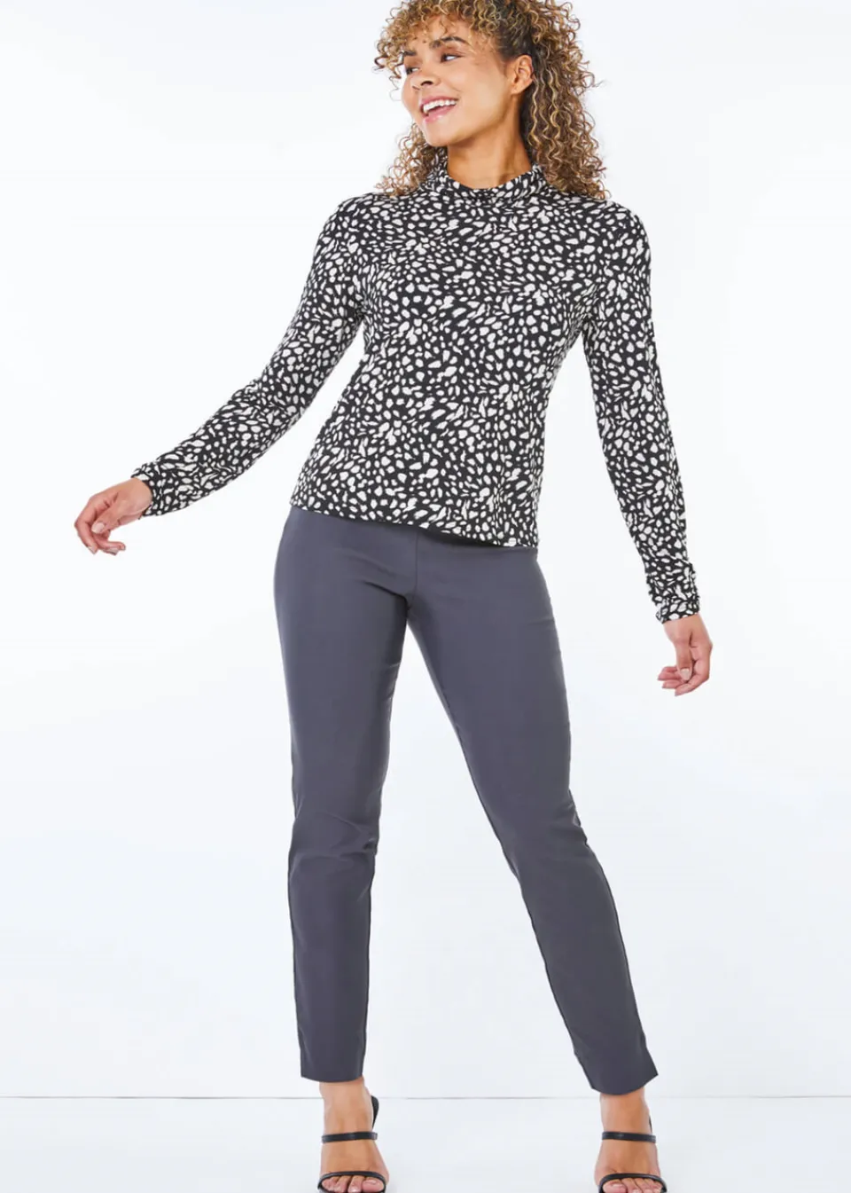 Trousers>Roman Petite Dark Grey Full Length Stretch Trousers DarkGrey