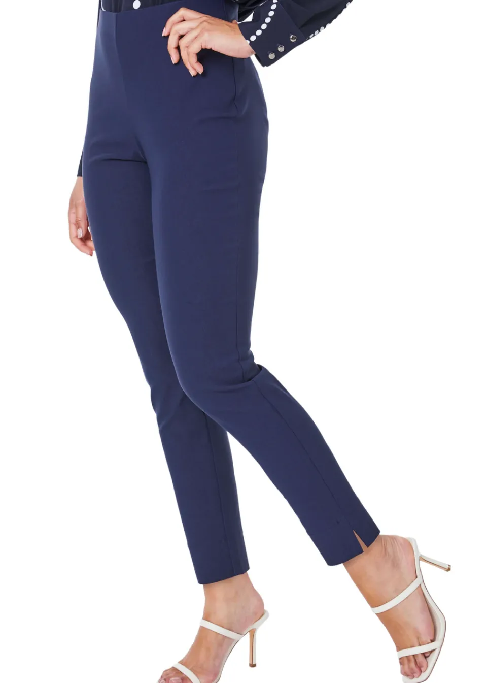 Trousers>Roman Petite Full Length Stretch Trousers Navy