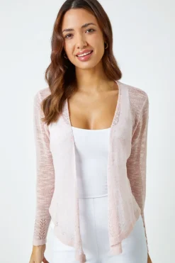 Knitwear>Roman Lightweight Knitted Shrug Pink
