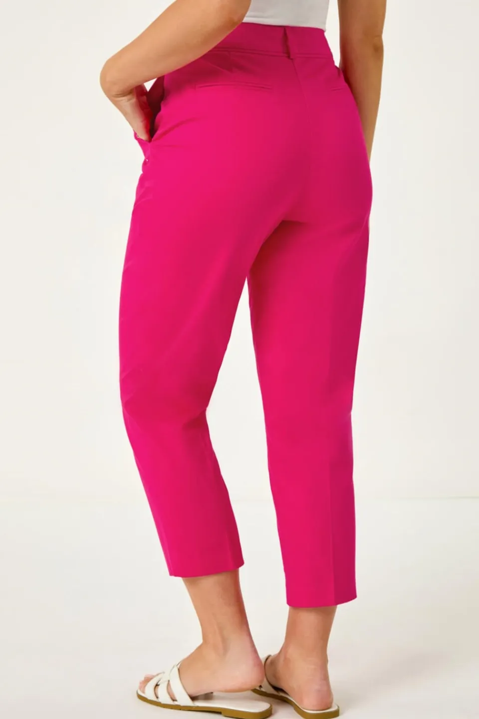 Trousers>Roman Petite Cotton Ankle Grazer Tapered Trousers Pink
