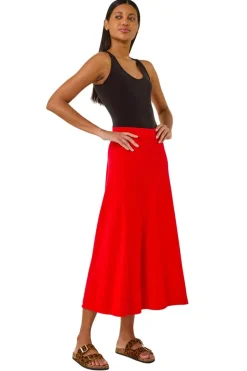 Skirts>Roman A-Line Pull On Stretch Skirt Red