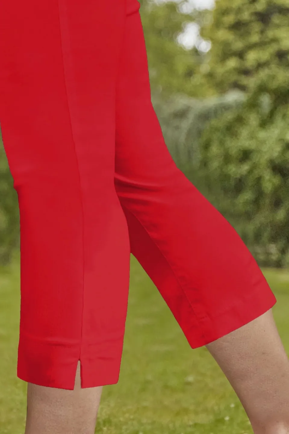 Trousers>Roman Cropped Stretch Trouser Capri Summer Leggings 3/4 Pedal Pushers Red
