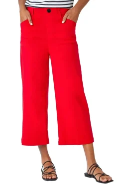 Trousers>Roman Red Elastic Waist Stretch Culotte
