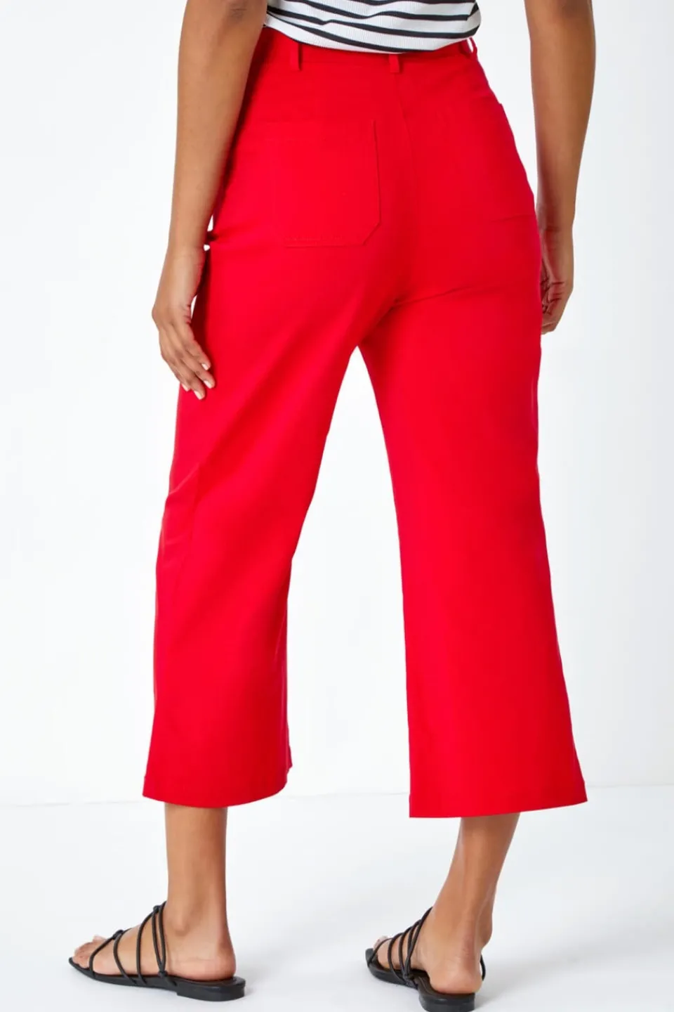 Trousers>Roman Red Elastic Waist Stretch Culotte