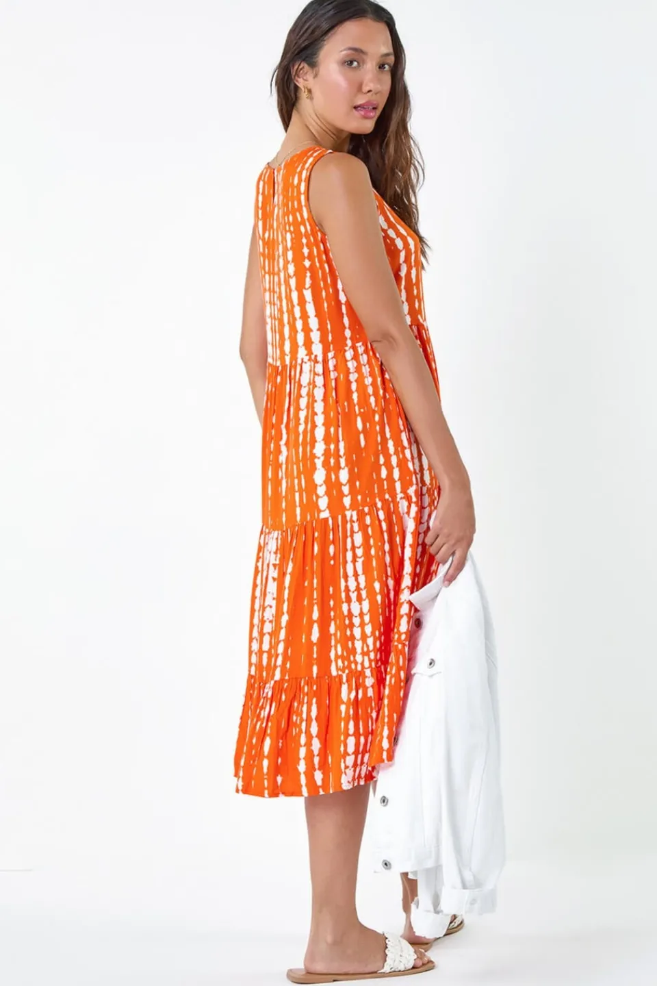 Dresses>Roman Tie Dye Print Sleeveless Smock Dress Red