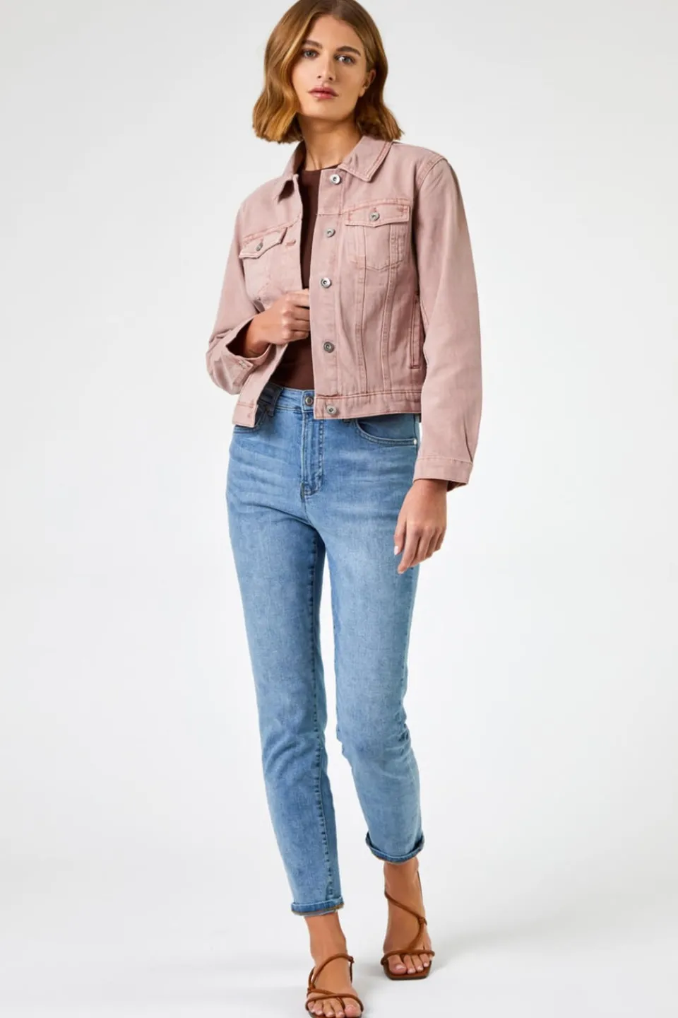 Coats & Jackets>Roman Rose Classic Cotton Denim Jacket