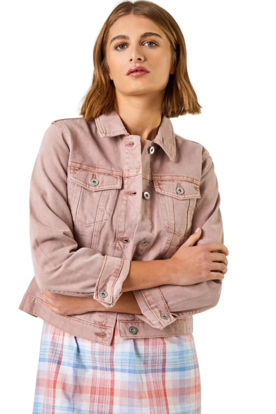Coats & Jackets>Roman Rose Classic Cotton Denim Jacket