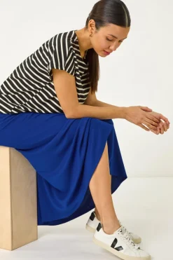 Skirts>Roman Royal Blue A-Line Pull On Stretch Skirt