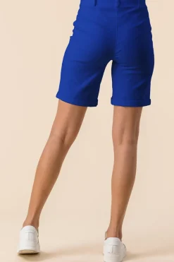 Shorts>Roman Royal Blue Elastic Waist Turn Up Stretch Shorts RoyalBlue