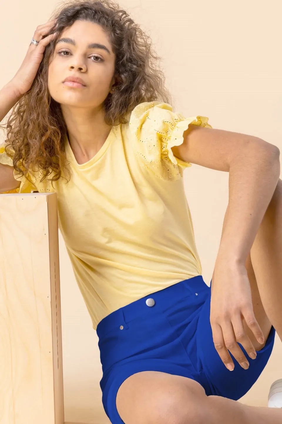 Shorts>Roman Royal Blue Elastic Waist Turn Up Stretch Shorts RoyalBlue