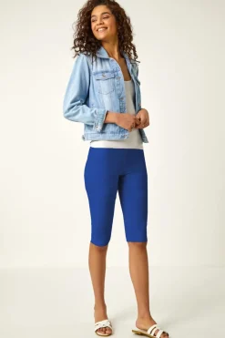 Shorts>Roman Royal Blue Elastic Waist Knee Length Stretch Shorts RoyalBlue