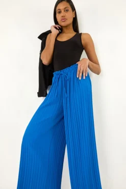 Trousers>Roman Royal Blue Pleated Wide Leg Culottes