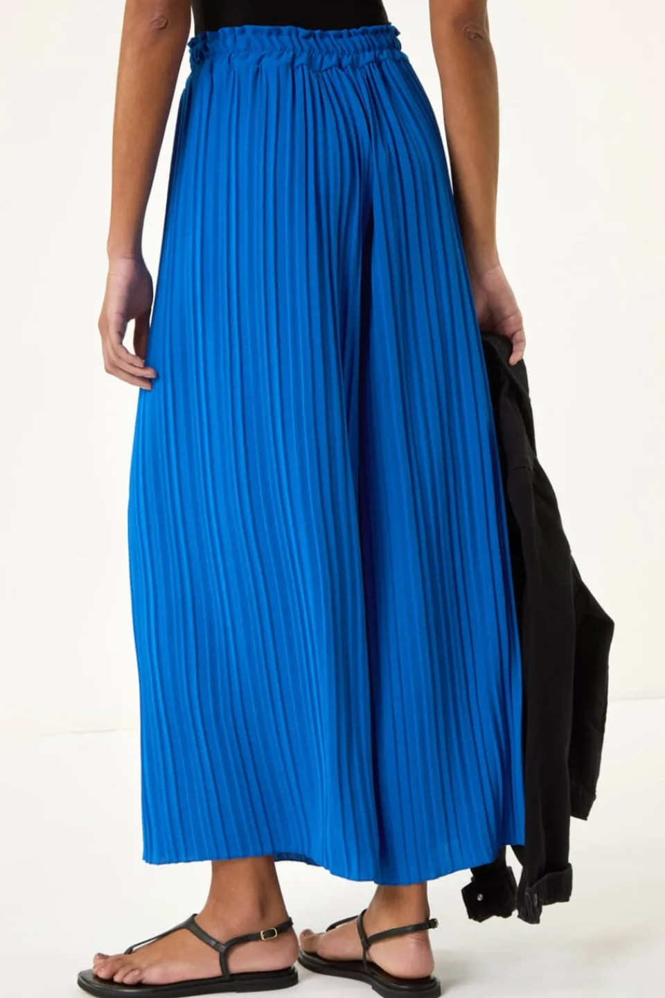 Trousers>Roman Royal Blue Pleated Wide Leg Culottes