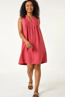Dresses>Roman Rust Petite Pintuck Pocket Dress