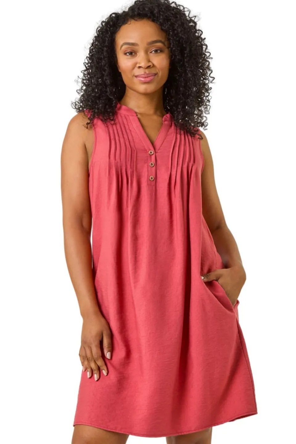 Dresses>Roman Rust Petite Pintuck Pocket Dress