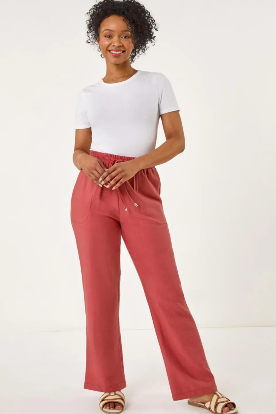 Trousers>Roman Rust Petite Textured Pocket Trouser