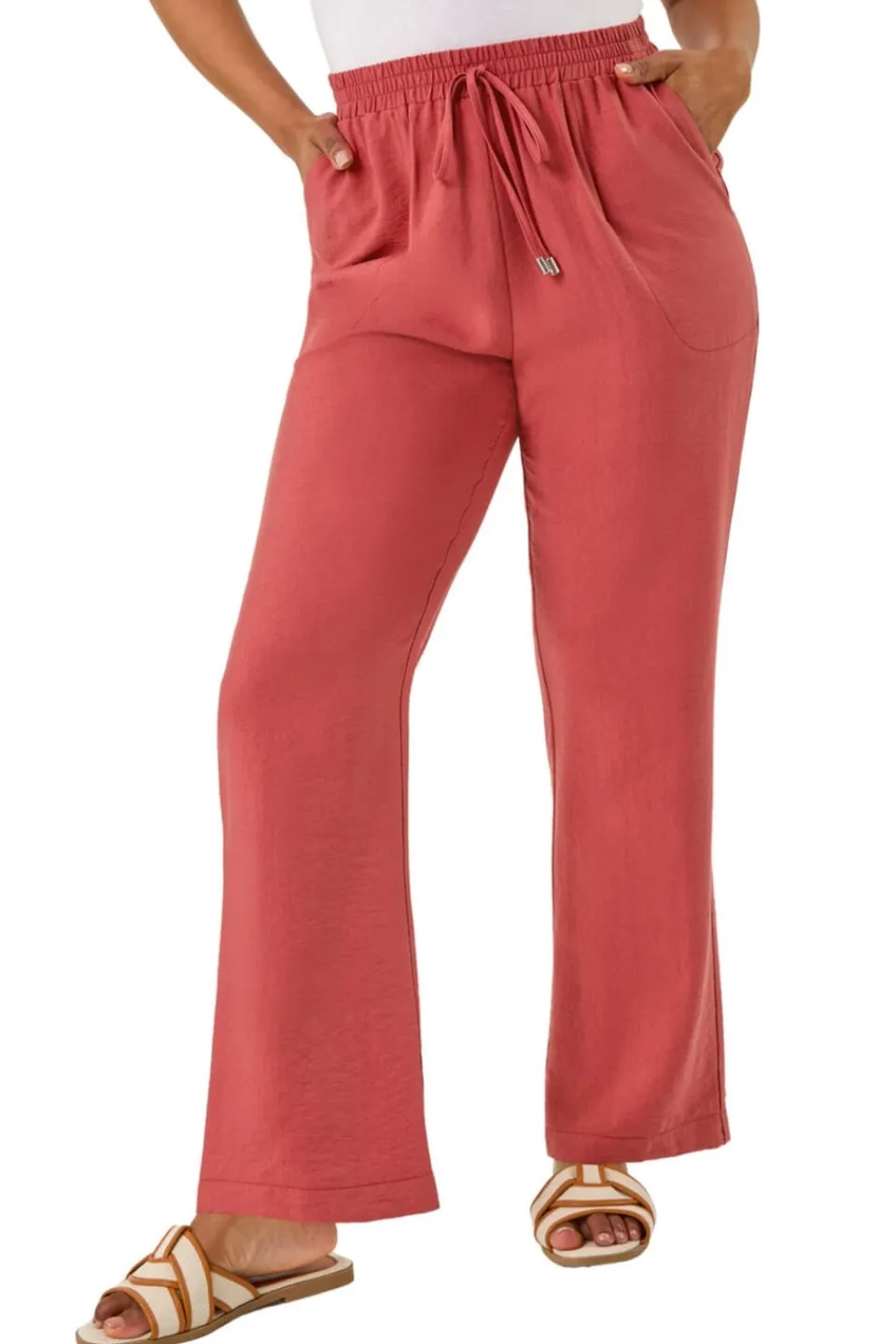 Trousers>Roman Rust Petite Textured Pocket Trouser