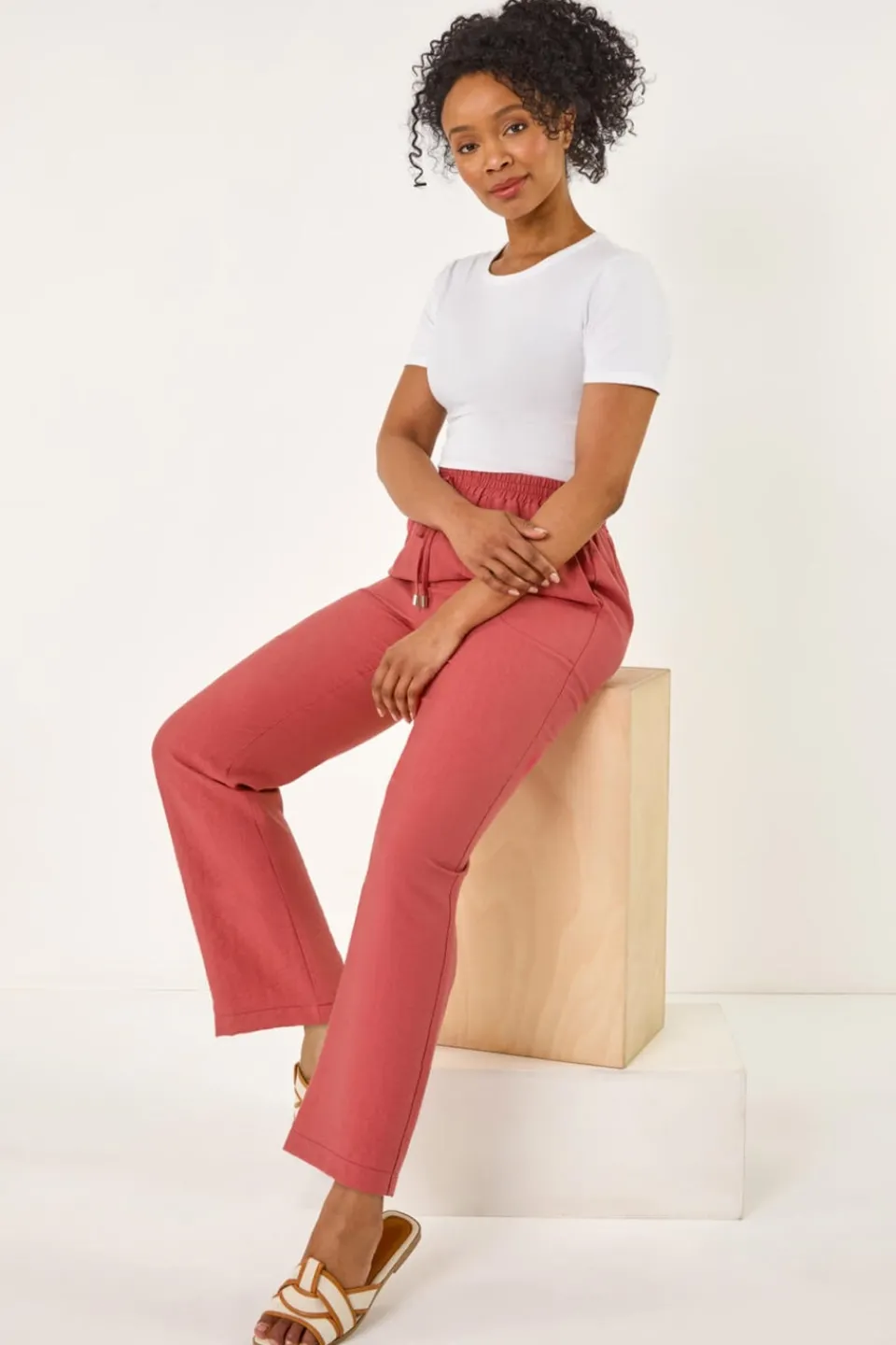 Trousers>Roman Rust Petite Textured Pocket Trouser