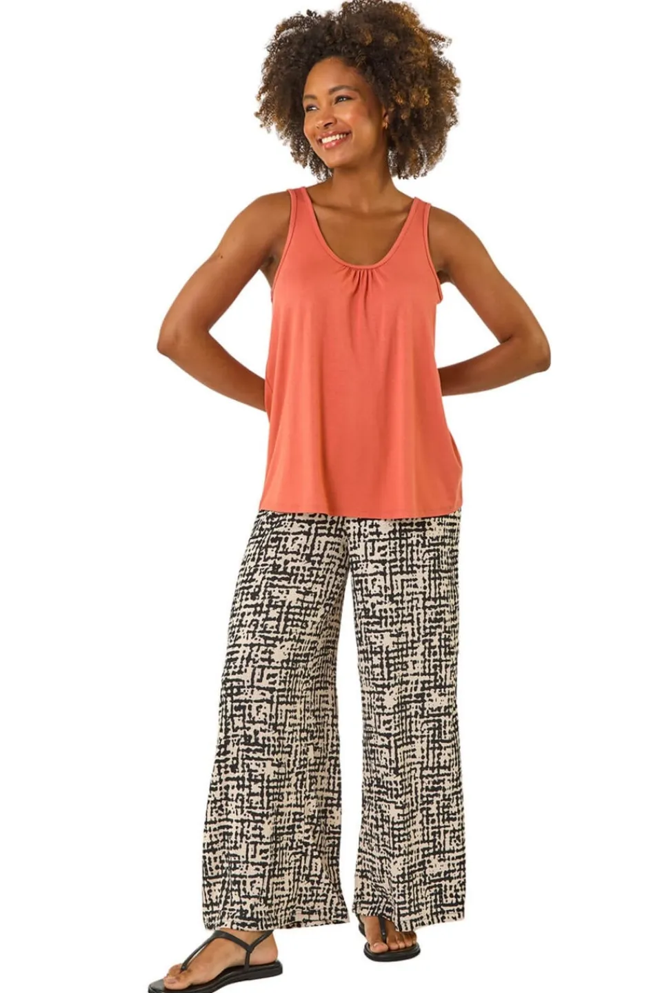 Tops>Roman Rust Plain V Neck Stretch Jersey Vest Top
