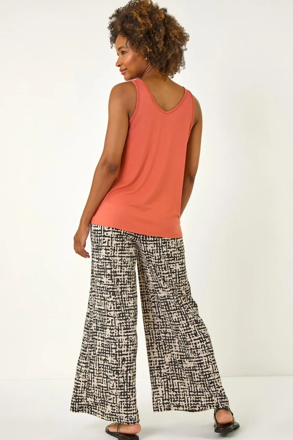 Tops>Roman Rust Plain V Neck Stretch Jersey Vest Top
