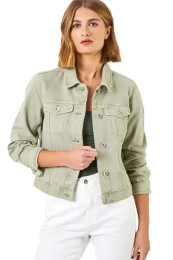 Coats & Jackets>Roman Classic Cotton Denim Jacket Sage