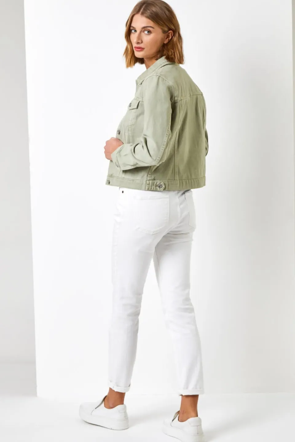 Coats & Jackets>Roman Classic Cotton Denim Jacket Sage