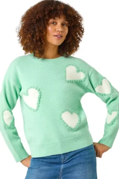 Knitwear>Roman Sage Fun Heart Knit Jumper