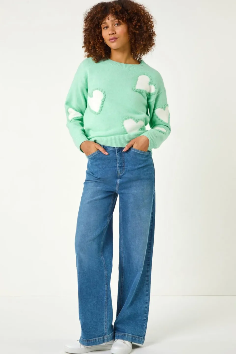Knitwear>Roman Sage Fun Heart Knit Jumper