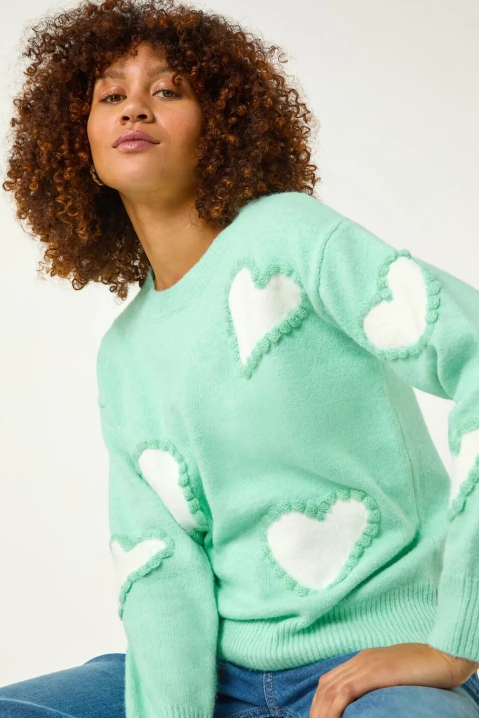 Knitwear>Roman Sage Fun Heart Knit Jumper