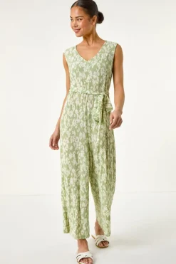 Jumpsuits & Playsuits>Roman Sage Petite Floral Crinkle Crop Jumpsuit