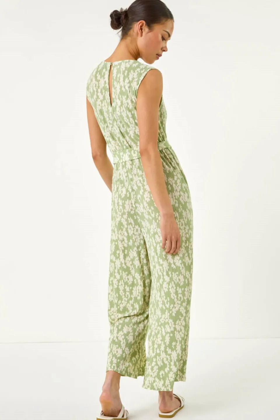 Jumpsuits & Playsuits>Roman Sage Petite Floral Crinkle Crop Jumpsuit