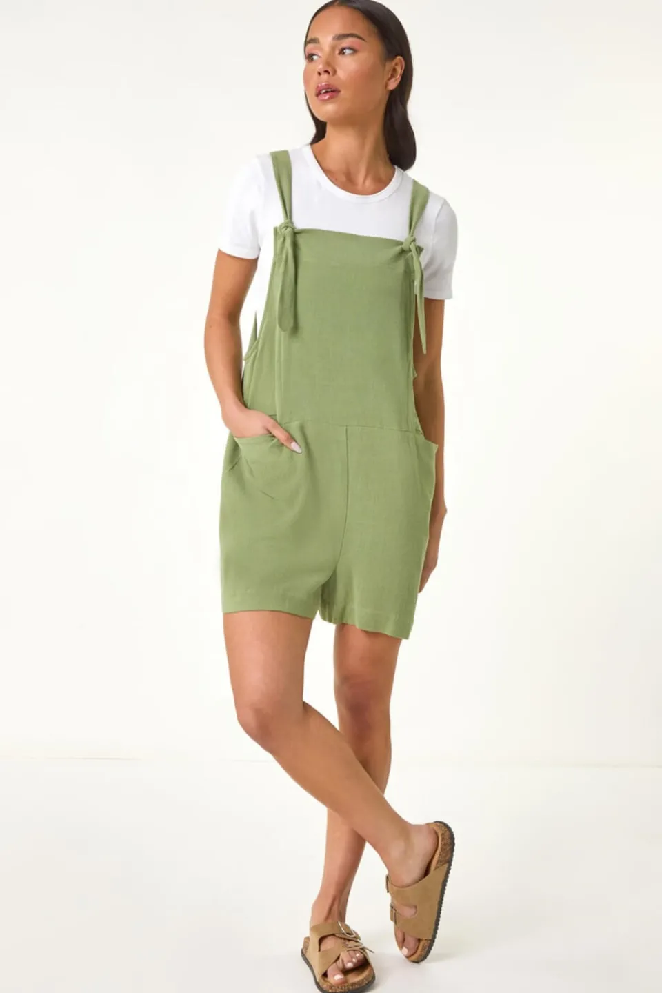 Jumpsuits & Playsuits>Roman Sage Petite Strap Woven Playsuit