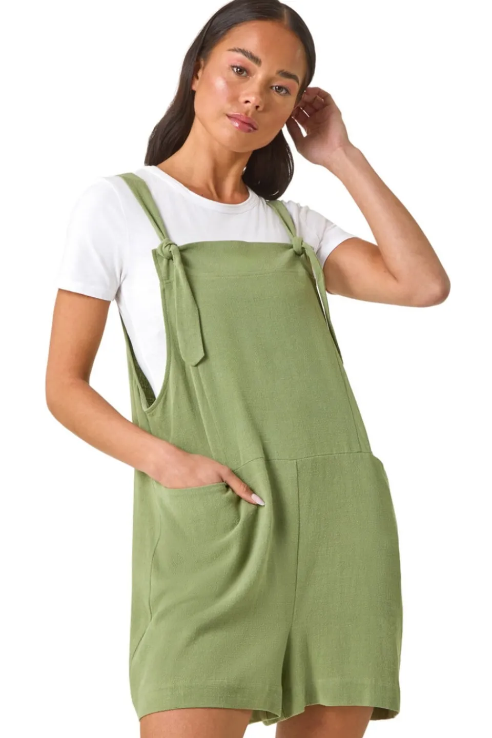 Jumpsuits & Playsuits>Roman Sage Petite Strap Woven Playsuit