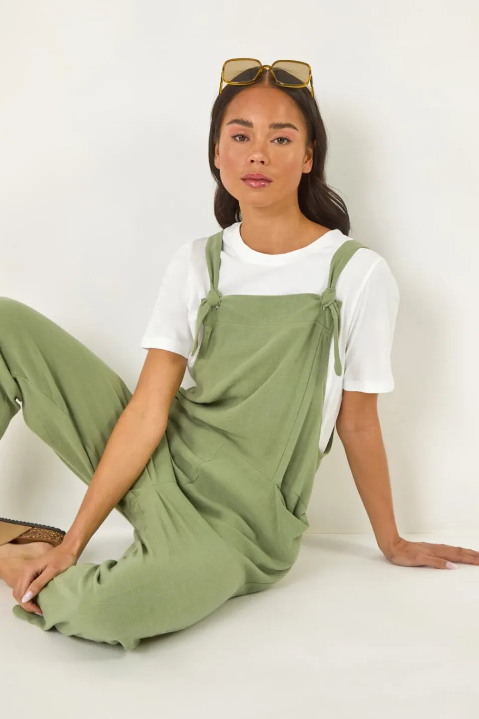 Jumpsuits & Playsuits>Roman Sage Petite Strap Woven Jumpsuit