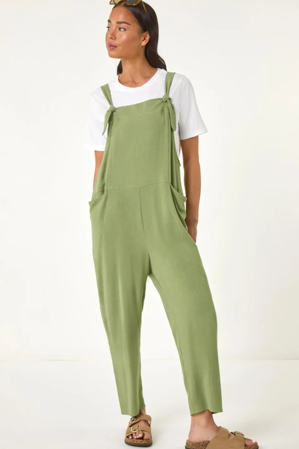 Jumpsuits & Playsuits>Roman Sage Petite Strap Woven Jumpsuit