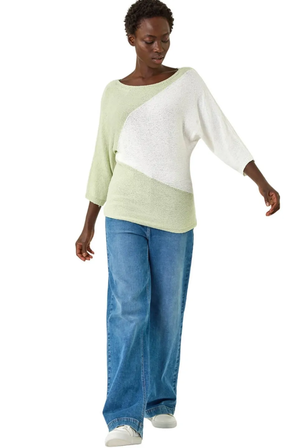 Tops>Roman Soft Green 3 Colour Block Jumper