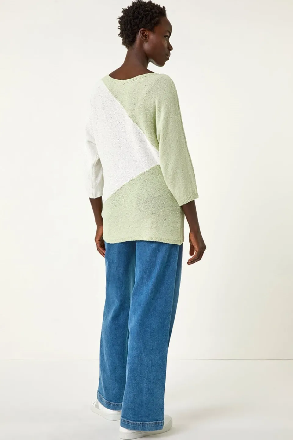 Tops>Roman Soft Green 3 Colour Block Jumper