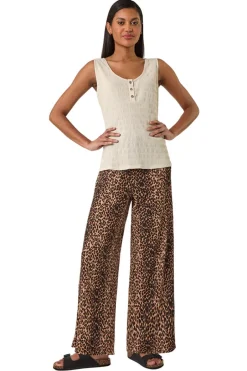 Tops>Roman Stone Button Detail Stretch Top