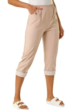 Trousers>Roman Stone Contrast Detail Cropped Stretch Trouser