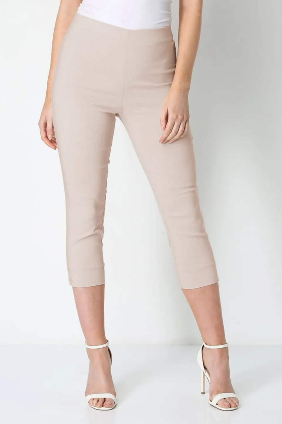 Trousers>Roman Cropped Stretch Trouser Stone